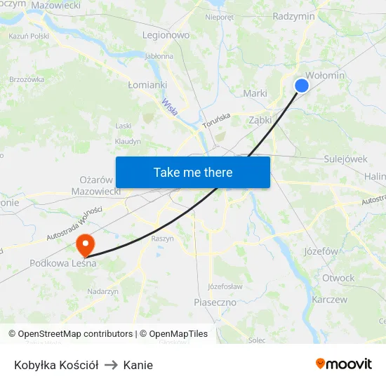 Kobyłka Kościół to Kanie map
