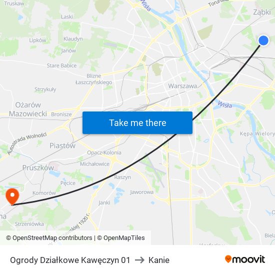 Ogrody Działkowe Kawęczyn to Kanie map