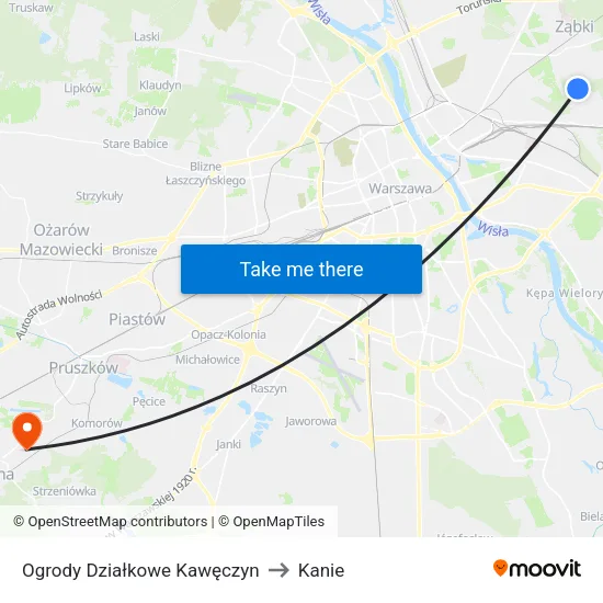 Ogrody Działkowe Kawęczyn to Kanie map