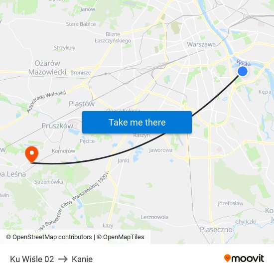 Ku Wiśle 02 to Kanie map