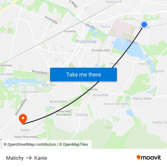 Malichy to Kanie map