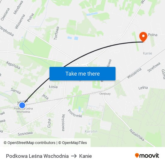 Podkowa Leśna Wschodnia to Kanie map