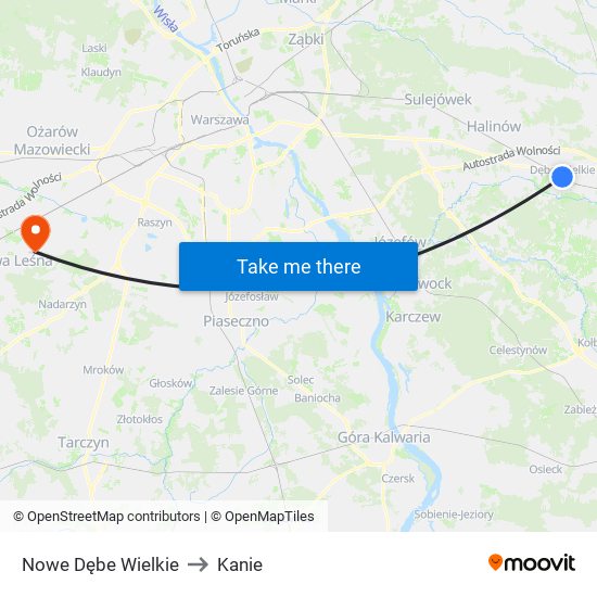 Nowe Dębe Wielkie to Kanie map