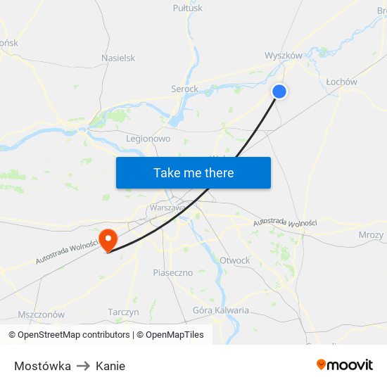 Mostówka to Kanie map