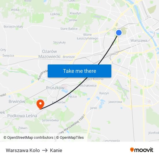 Warszawa Koło to Kanie map