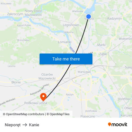 Nieporęt to Kanie map