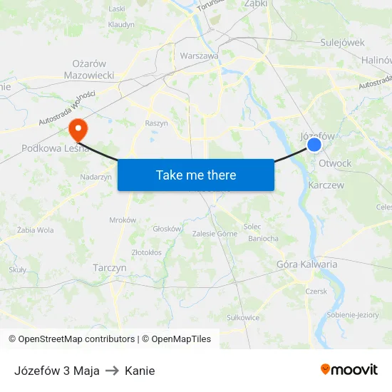 Józefów 3 Maja to Kanie map