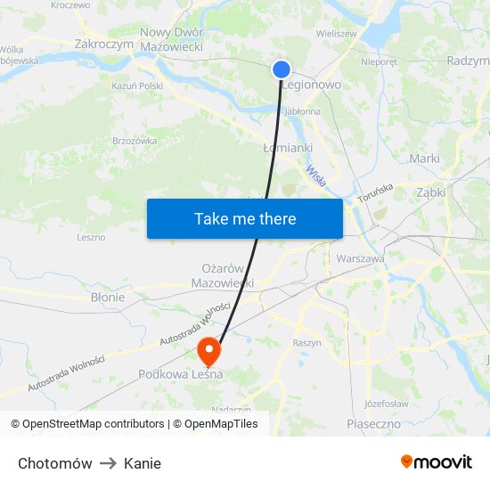 Chotomów to Kanie map