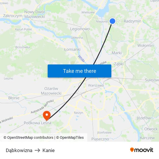 Dąbkowizna to Kanie map