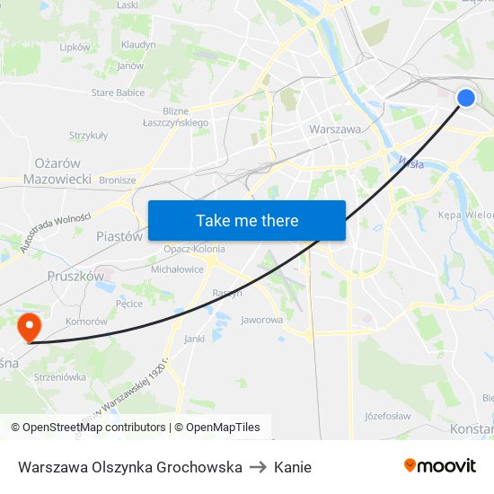 Warszawa Olszynka Grochowska to Kanie map