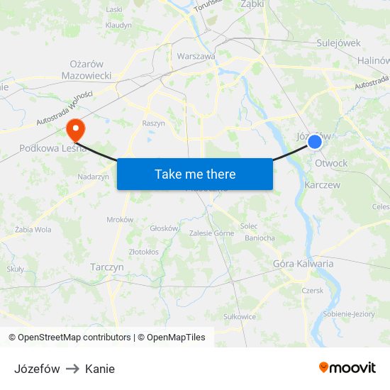 Józefów to Kanie map