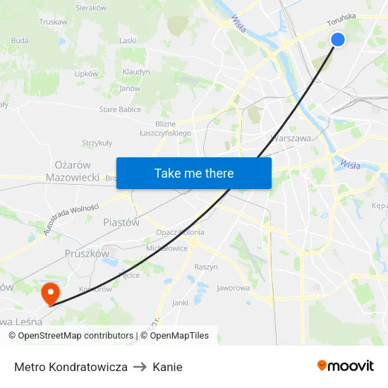 Metro Kondratowicza to Kanie map