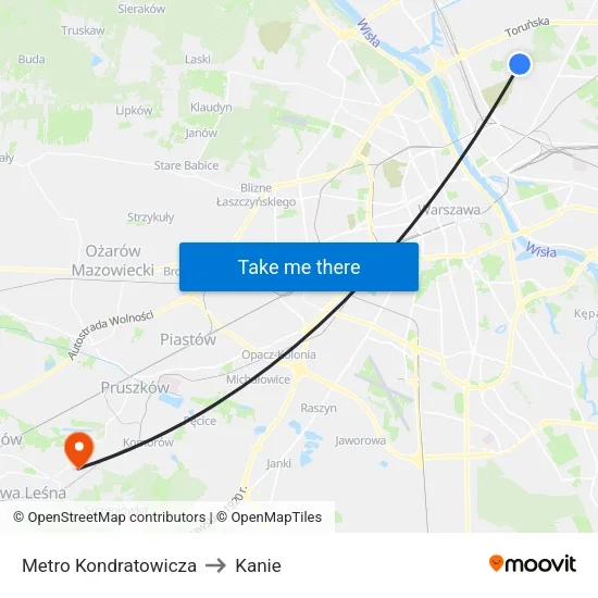 Metro Kondratowicza to Kanie map