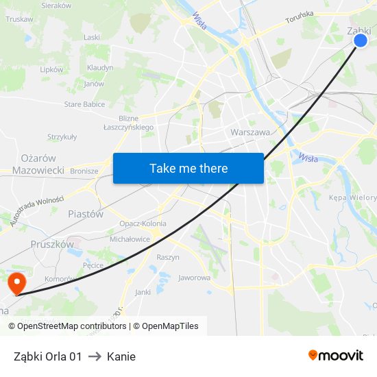 Ząbki Orla 01 to Kanie map