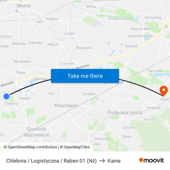 Chlebnia / Logistyczna / Raben (Nż) to Kanie map