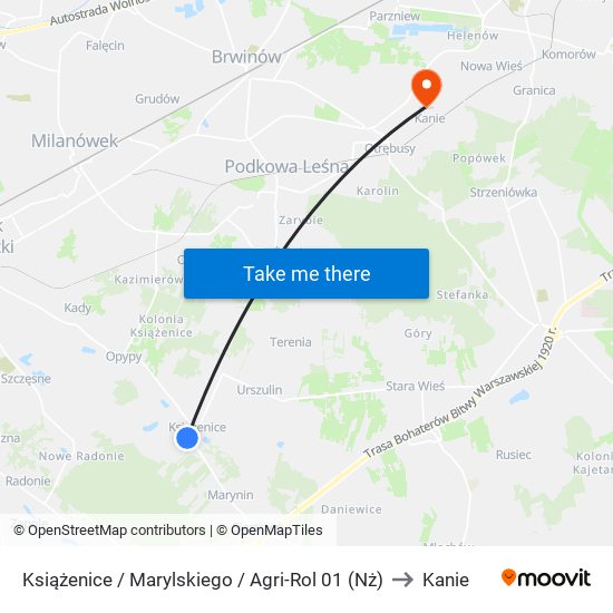 Książenice / Marylskiego / Agri-Rol (Nż) to Kanie map