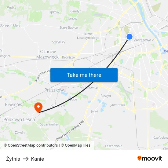 Żytnia to Kanie map