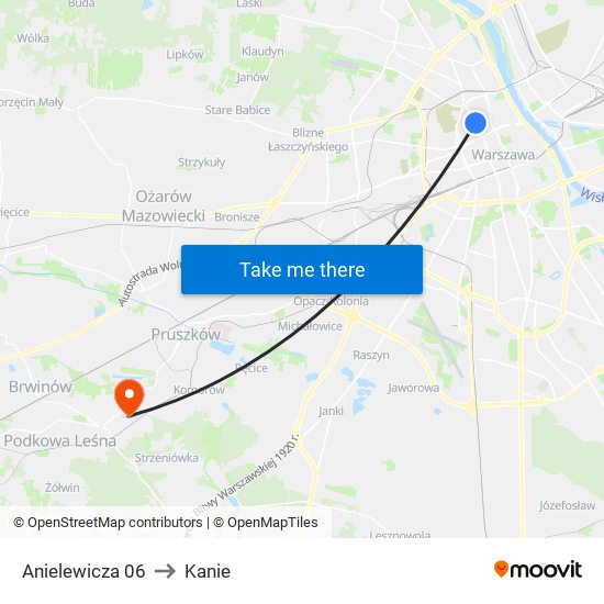 Anielewicza 06 to Kanie map