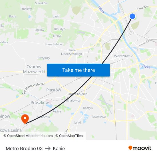 Metro Bródno 03 to Kanie map