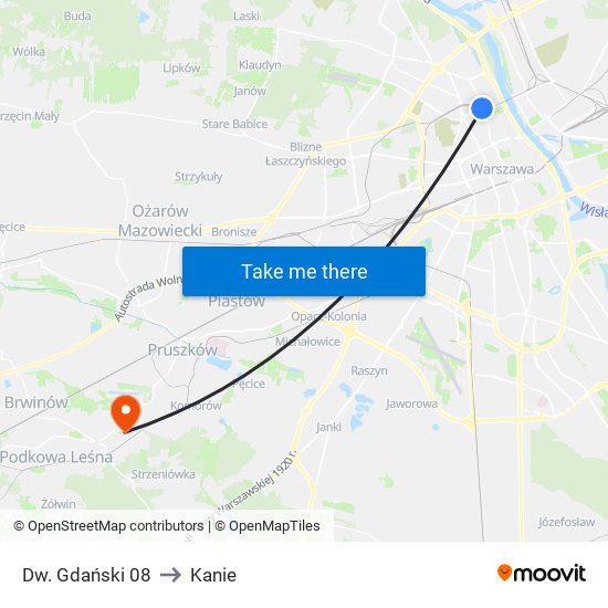 Dw. Gdański 08 to Kanie map