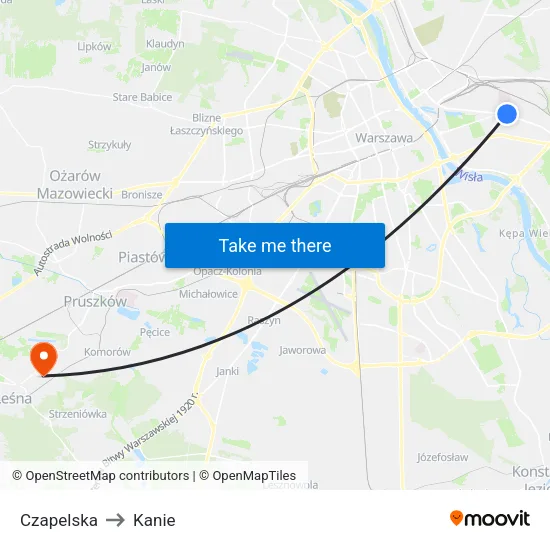 Czapelska to Kanie map