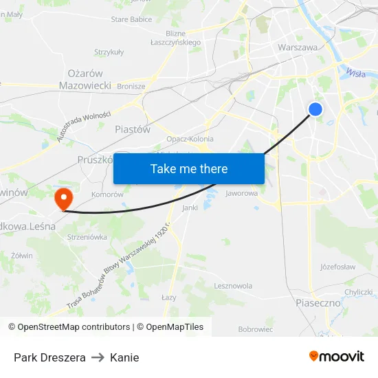 Park Dreszera to Kanie map