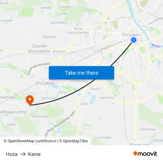 Hoża to Kanie map
