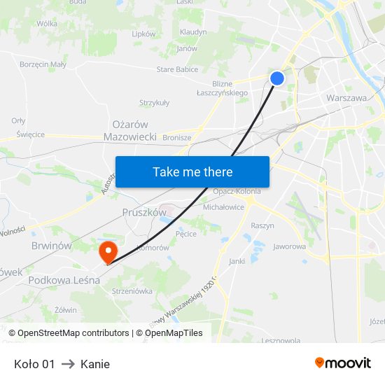 Koło to Kanie map