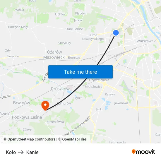 Koło to Kanie map