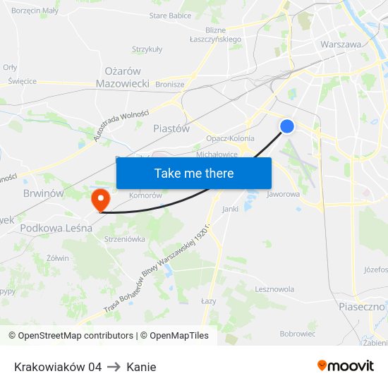 Krakowiaków to Kanie map