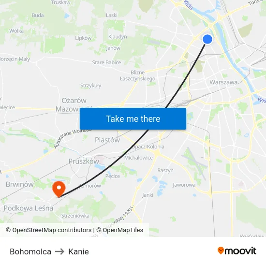 Bohomolca to Kanie map