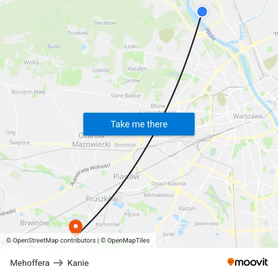 Mehoffera to Kanie map