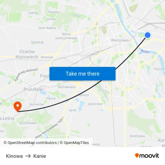 Kinowa to Kanie map