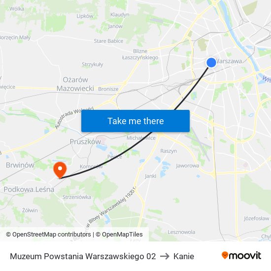 Muzeum Powstania Warszawskiego to Kanie map