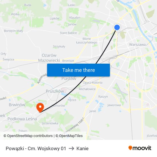 Powązki - Cm. Wojskowy 01 to Kanie map