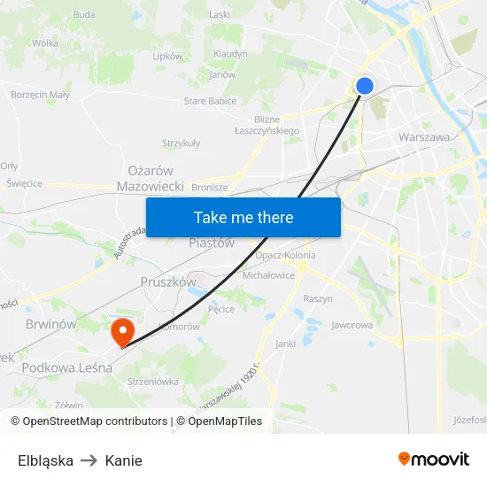 Elbląska to Kanie map