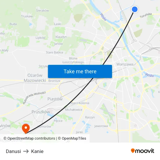 Danusi to Kanie map