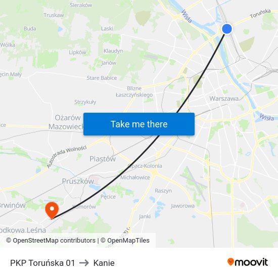 PKP Toruńska to Kanie map