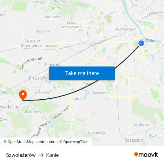 Szwoleżerów to Kanie map