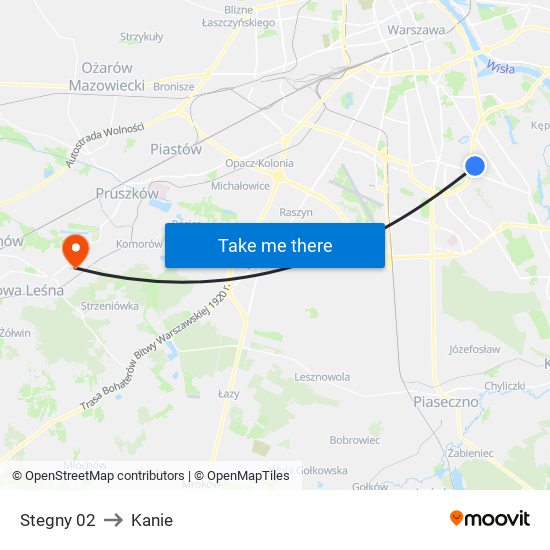 Stegny 02 to Kanie map