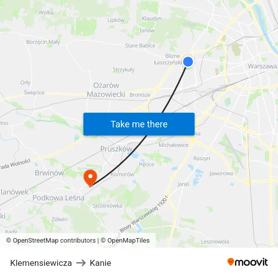 Klemensiewicza to Kanie map