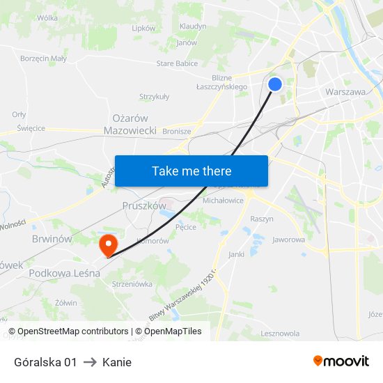 Góralska to Kanie map