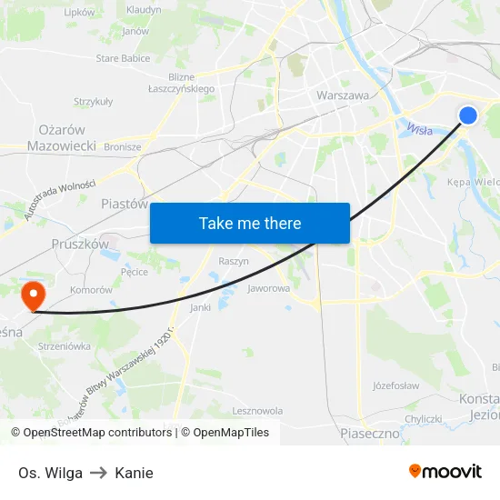 Os. Wilga to Kanie map