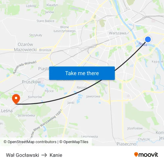 Wał Gocławski to Kanie map