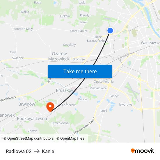 Radiowa to Kanie map