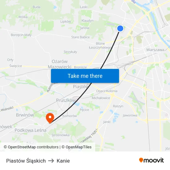 Piastów Śląskich to Kanie map
