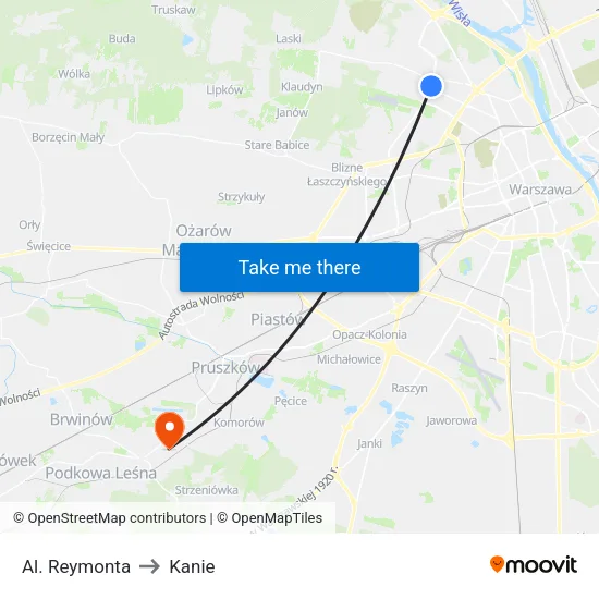 Al. Reymonta to Kanie map