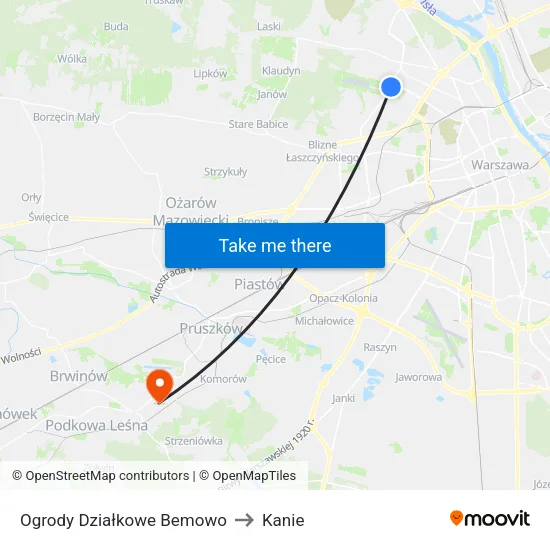 Ogrody Działkowe Bemowo to Kanie map
