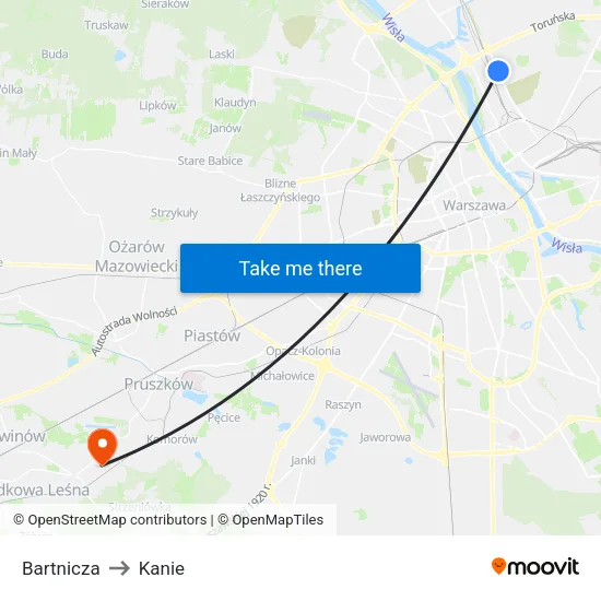 Bartnicza to Kanie map