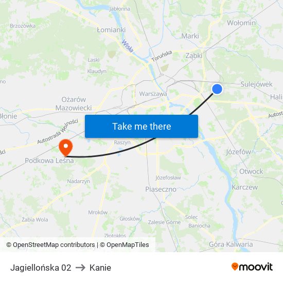 Jagiellońska to Kanie map